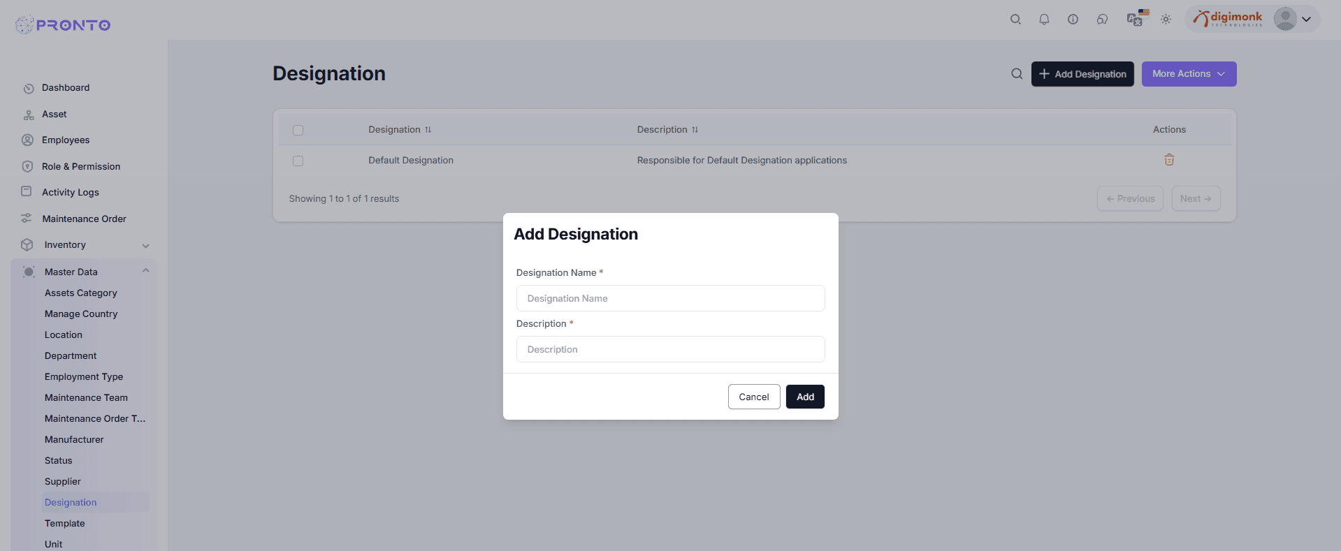 Add Designation