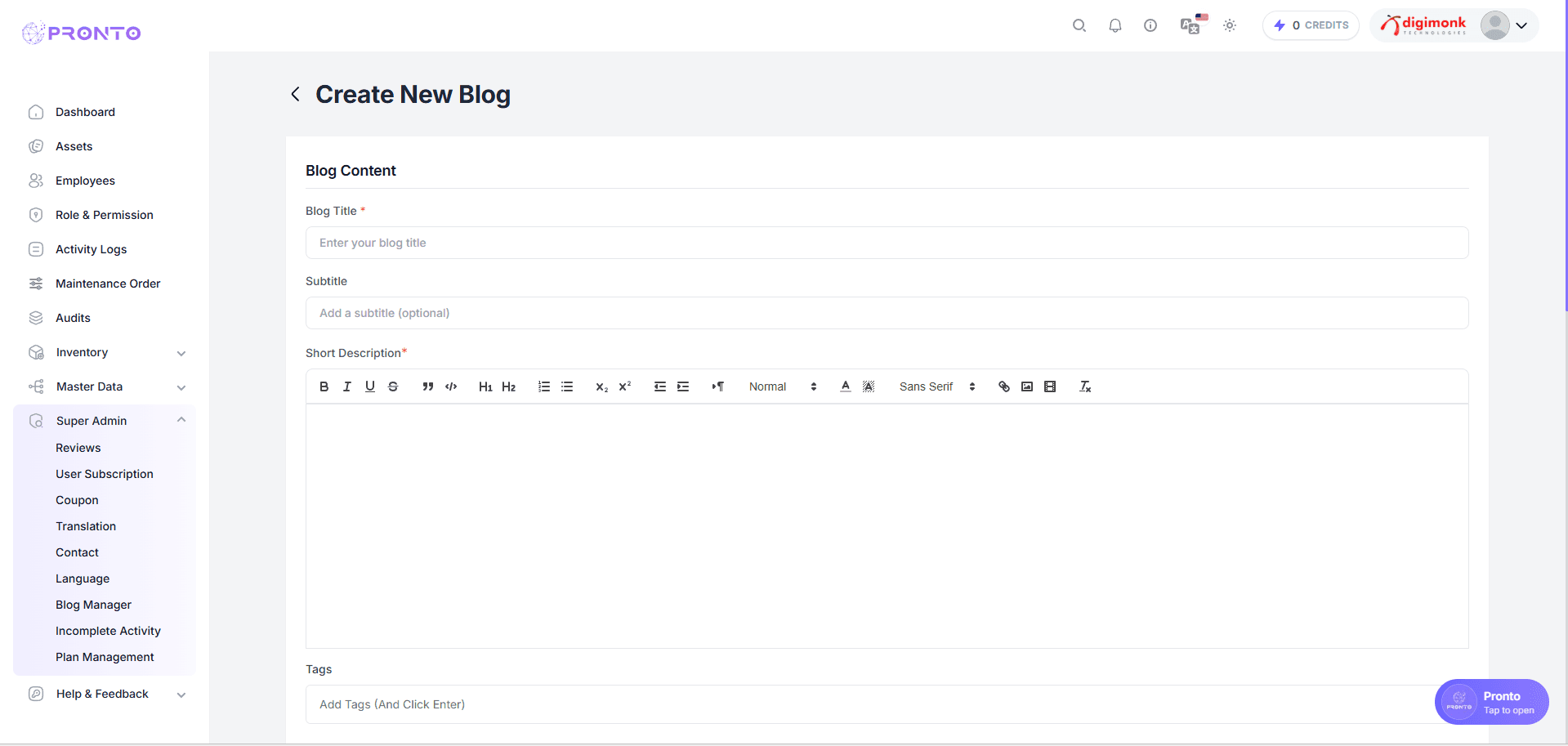 Create Blog Page