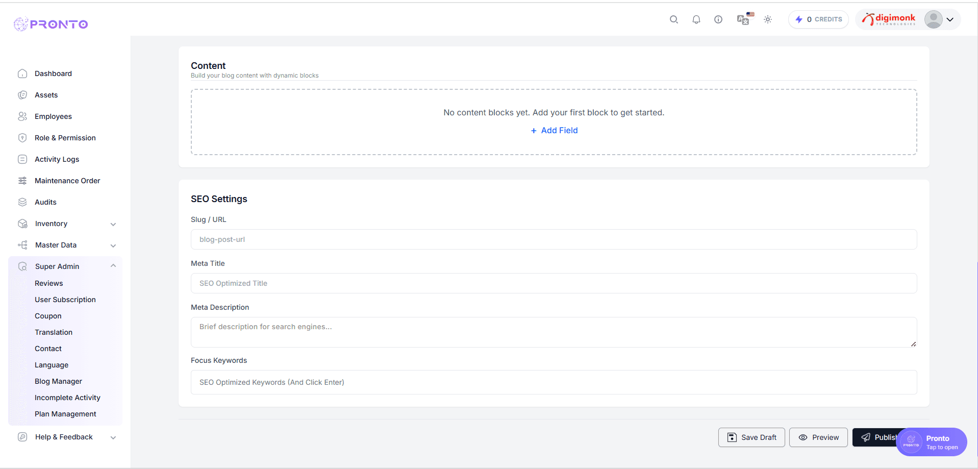 Create Blog Page