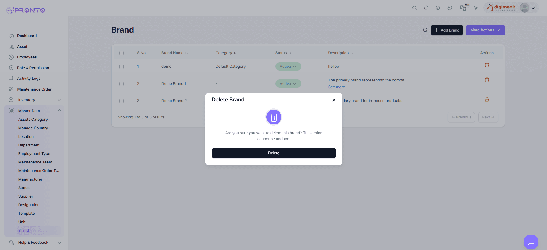 Manage Brand Status