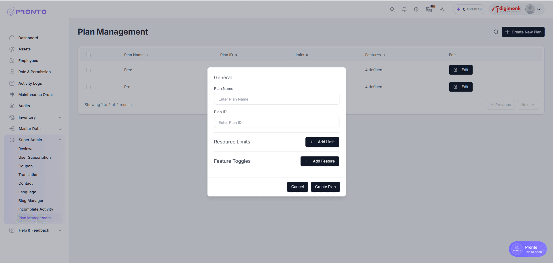 Create Plan Form