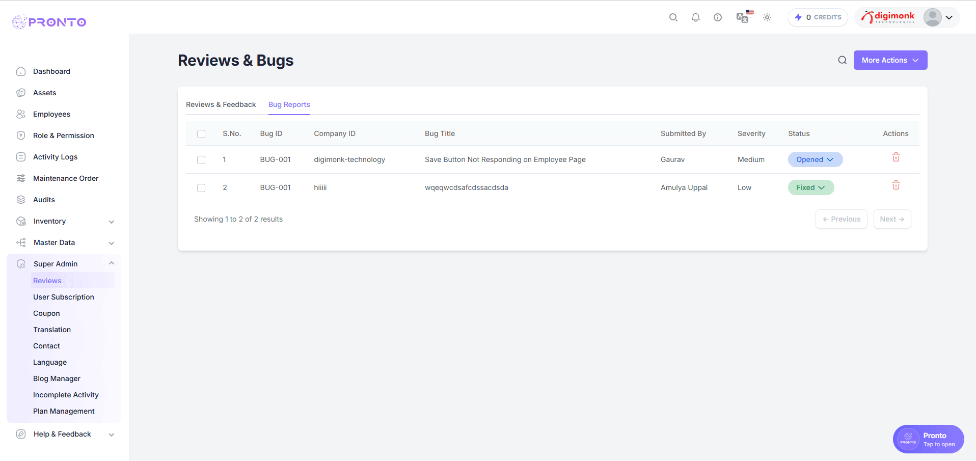 Bug Reports