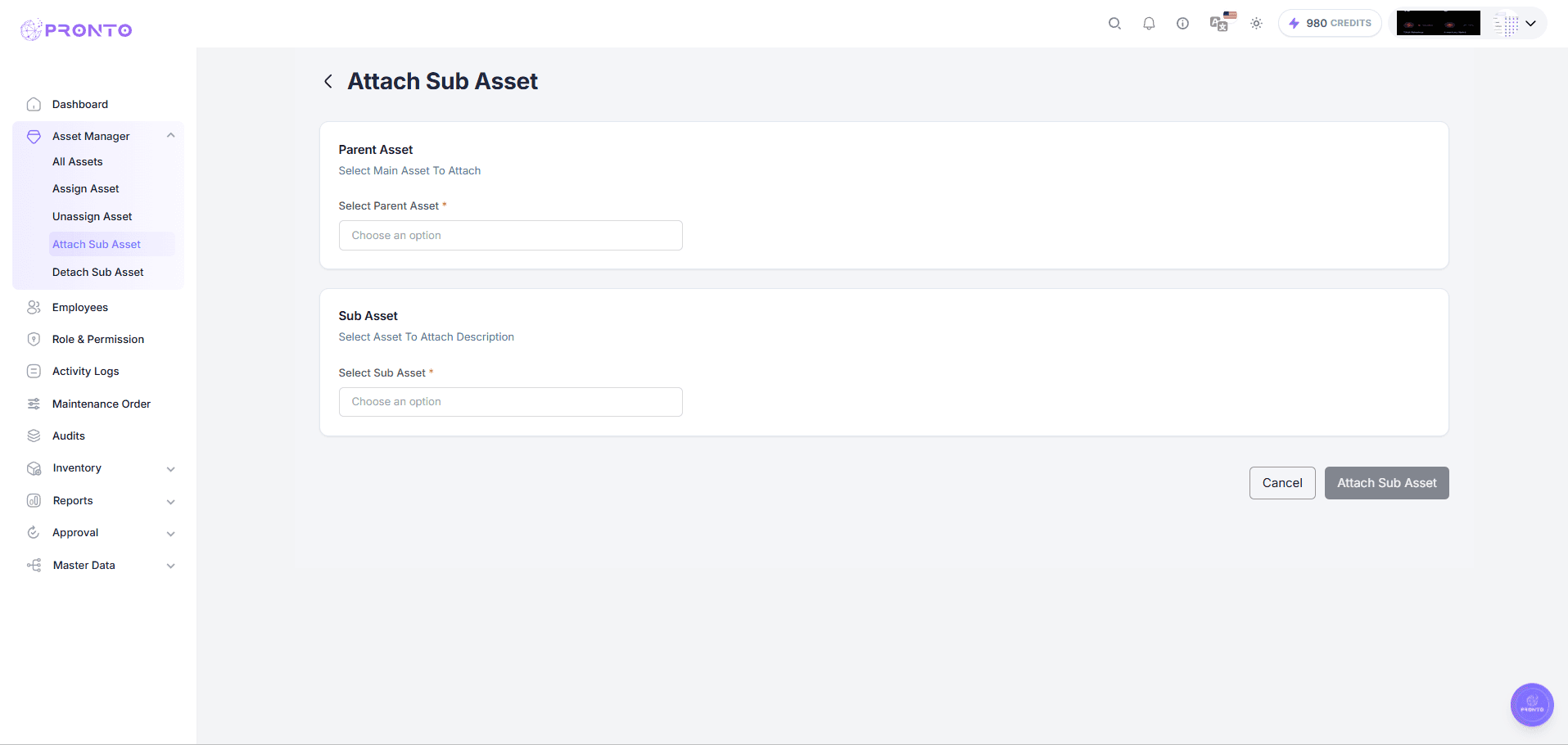 Attach Sub-Asset Form