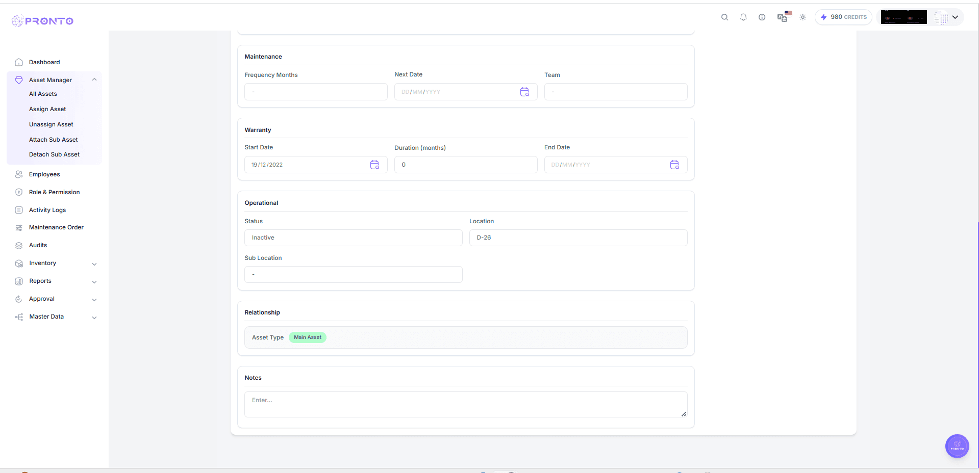 View Asset Page